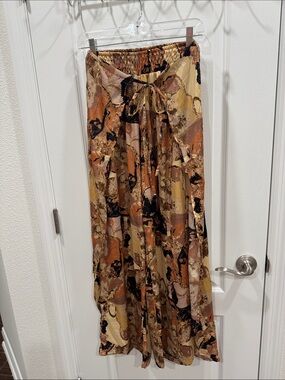 Wide-Leg Printed Palazzo Pants - Multitone Brown & Black